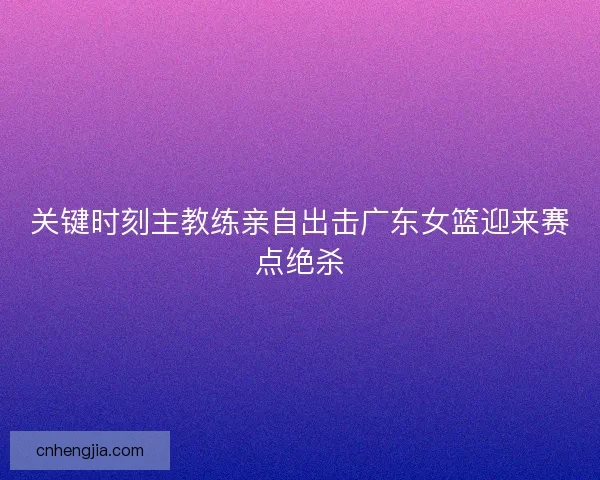 关键时刻主教练亲自出击广东女篮迎来赛点绝杀